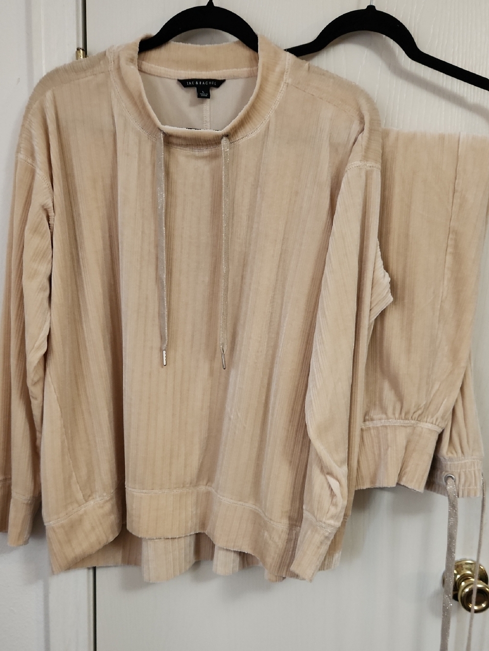Zac & Rachel 2 Piece Cream Jersey Top And Pant Set